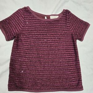 Loft Dressy Small Blouse maroon sequin